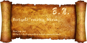 Botyánszky Nina névjegykártya